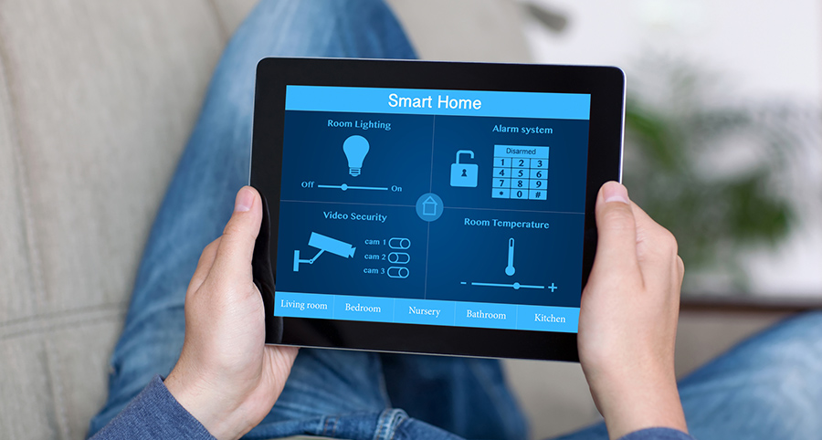 The ability to access and control security components from a mobile device is one of the top smart home trends in Baton Rouge. Close-up of smart home security app.